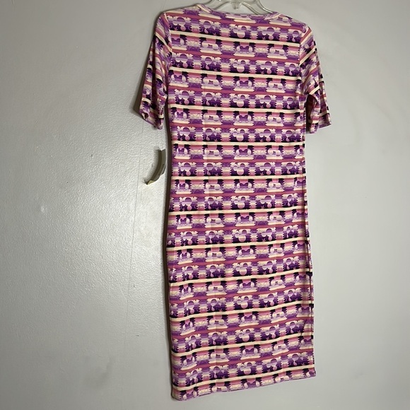 NEW LuLaRoe DISNEY JULIA DRESS Mickey Minnie Mouse Stripes Pink Purple nwt XS - Picture 5 of 5